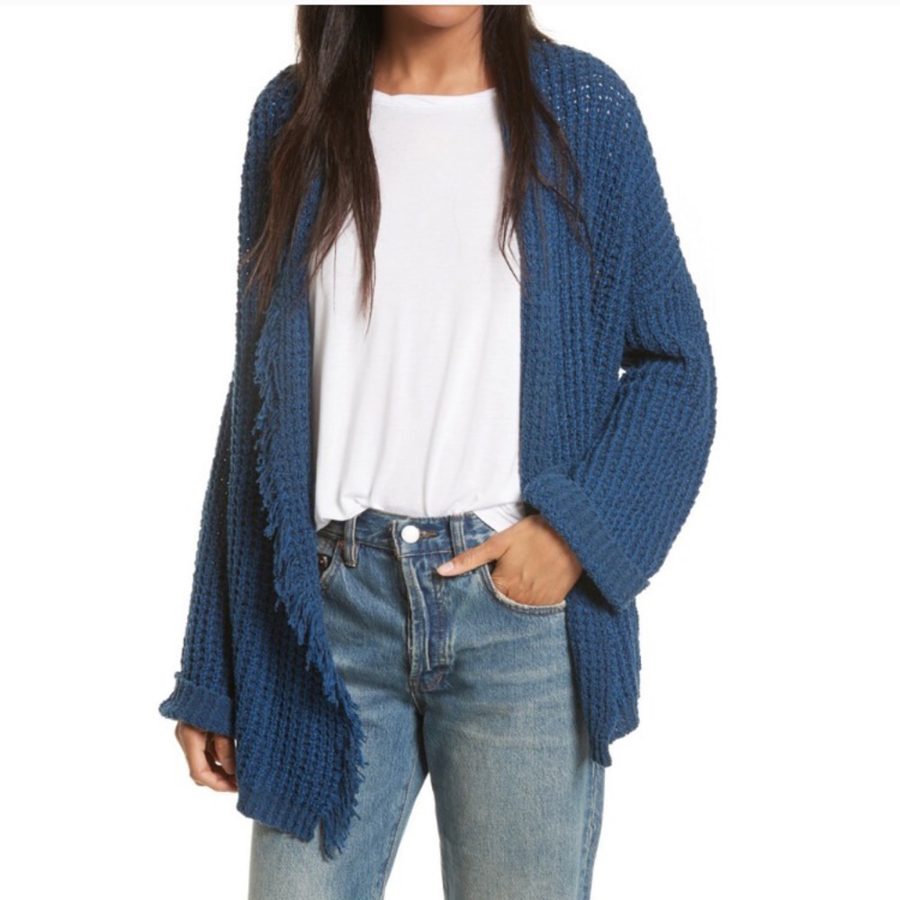 Free People | Asymmetrical Cardigan Sweater | Blue | Small